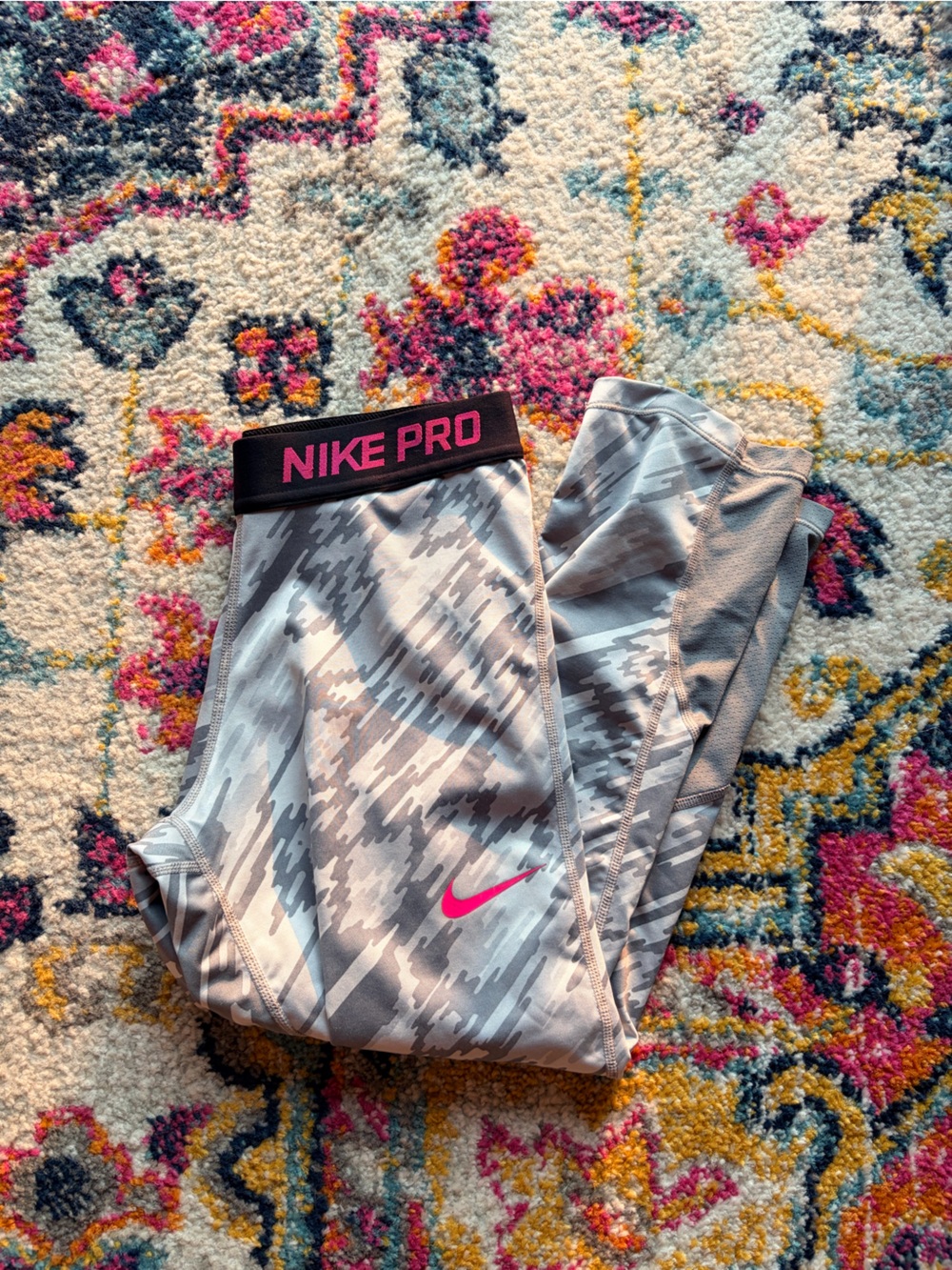 Nike Pro Women’s Athletic Leggings with Pink Lettering size XL